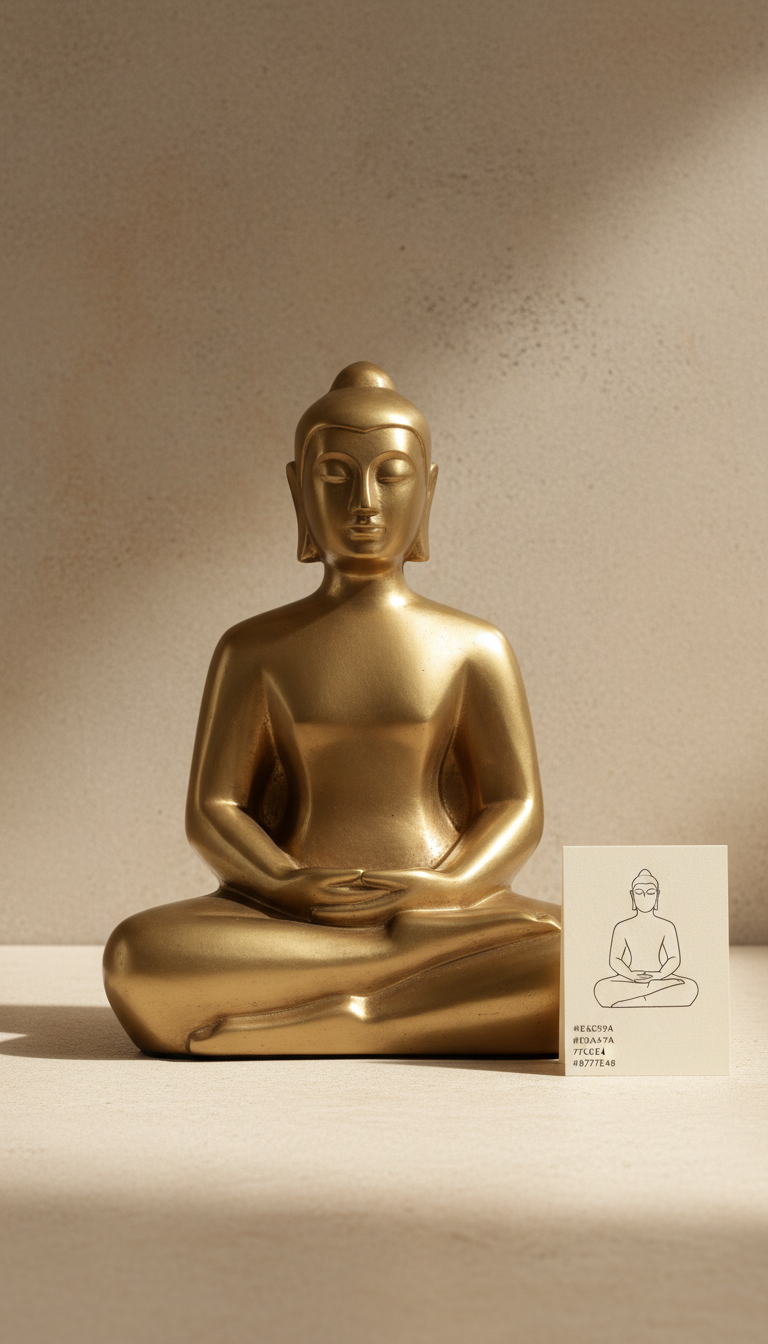 Abstract Brass Buddha With Story Card