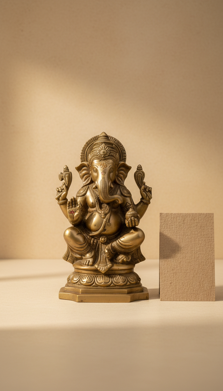 Brass Ganesha Statue With Story Card